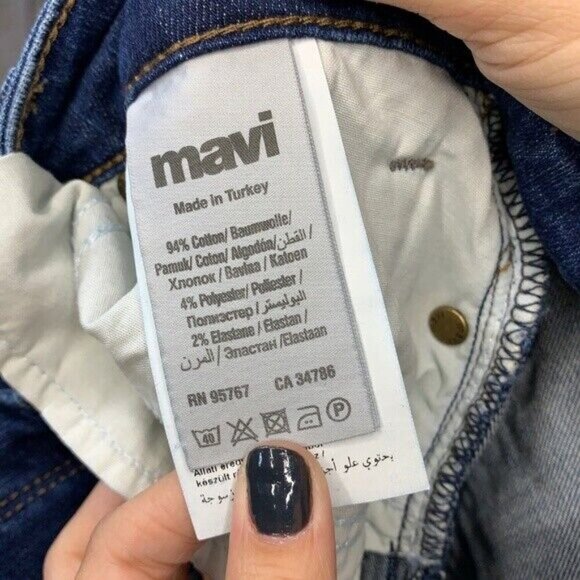 Mavi Distressed Hem Adriana Ankle Skinny Patched Super Skinny Mid Rise Jeans - Picture 6 of 7